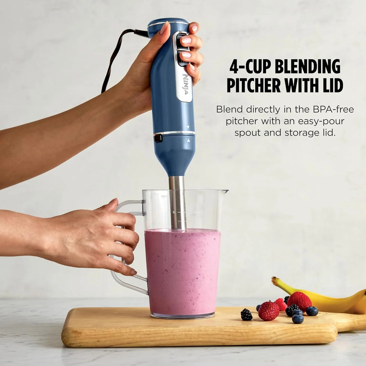 Ninja Immersion Blender & Whisk, 4 Speeds, 4oz Cup, Deep Navy, CI201ND
