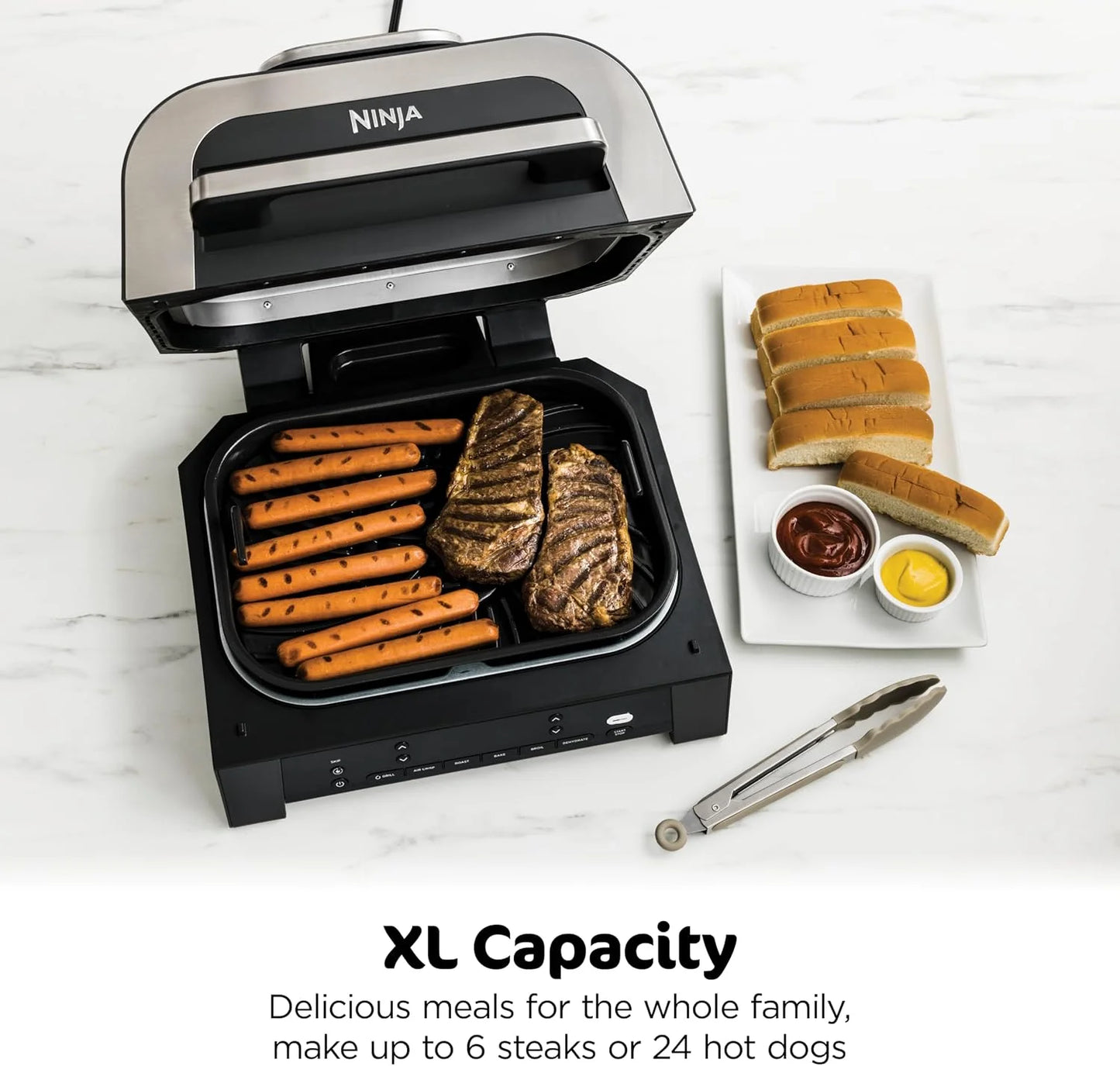 Ninja® Foodi® Smart XL 6-in-1 Indoor Grill & Air Fryer, Black/Silver, DG551