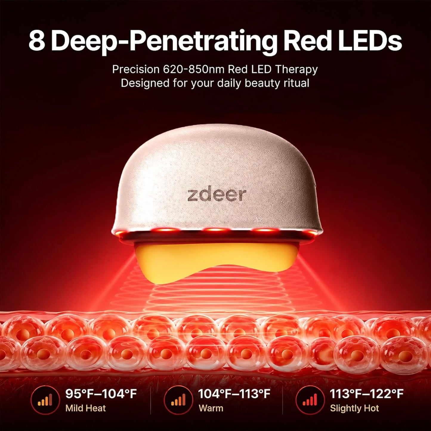 ZDEER GS5 Electric Heated Gua Sha Kit, Red Light Face Massager Tool, Pink