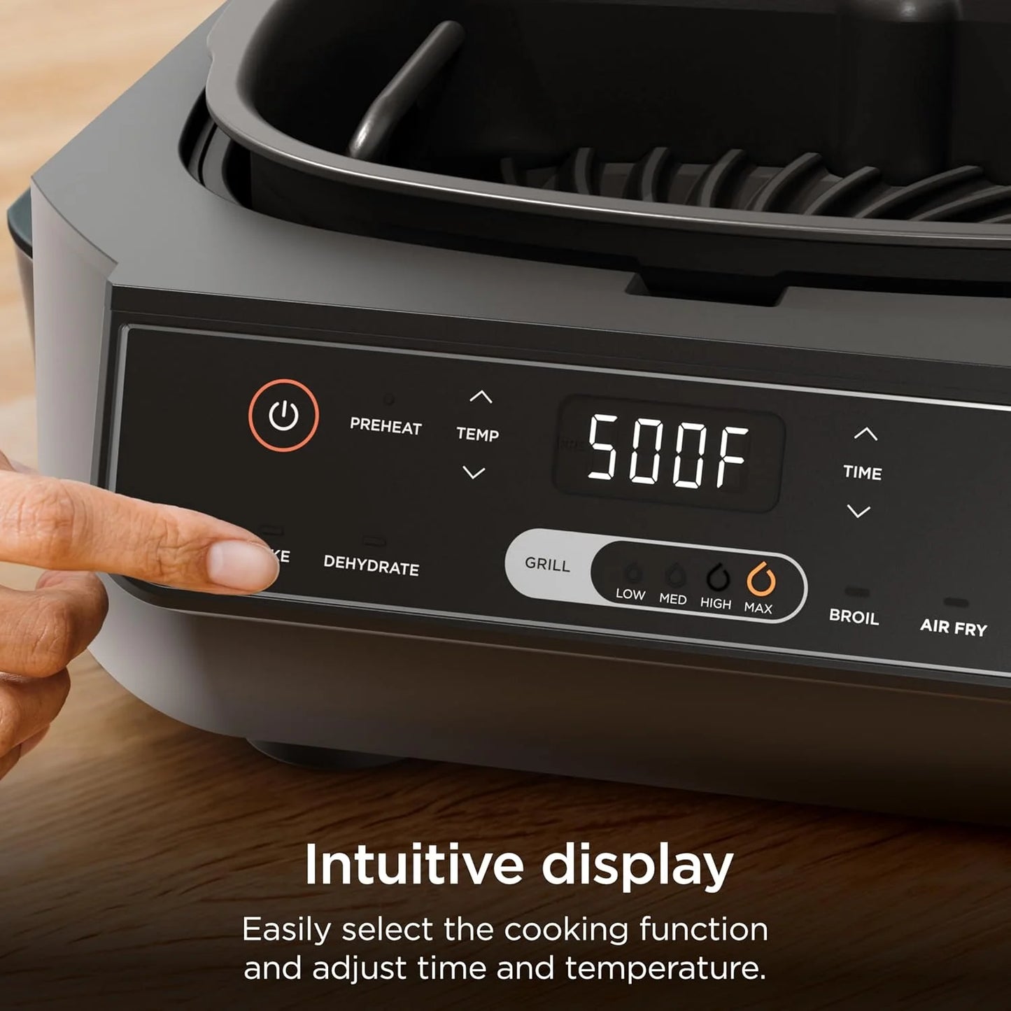 Ninja® Foodi® 6-in-1 Indoor Grill & Air Fryer, 500°F, Black/Silver, EG201