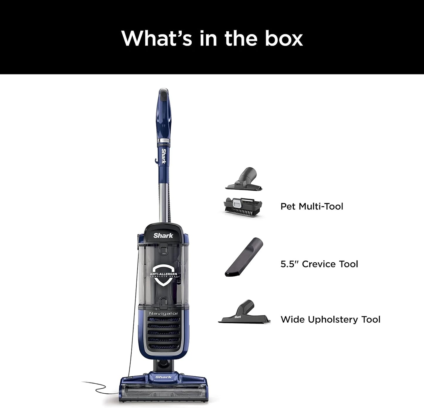 Shark Navigator Swivel Pro Upright Vacuum, HEPA, Pet Hair, Navy, NV151