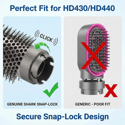 Round Brush Attachment for Shark FlexStyle Accessories, FlexStyle HD430/HD440 Series with 360° Airflow, Secure Fit No Slip Blow Dryer Attachment,for Straight, Wavy, Curly, and Coily Hair