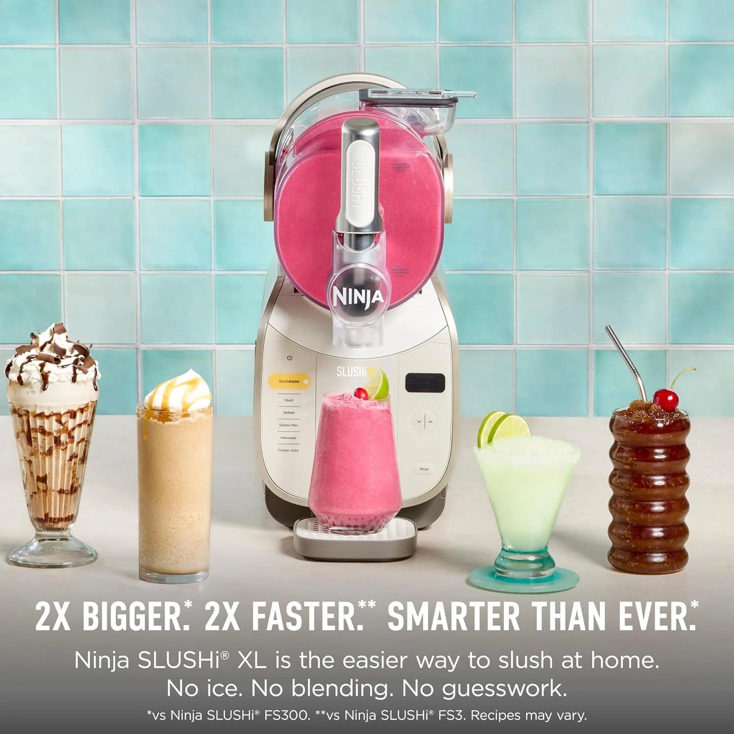 Ninja SLUSHi XL Smart Frozen Drink Maker and SLUSHi Machine, with SlushAssist Technology, 128 Oz Capacity, Sodas, Margaritas, Frappes, Milkshakes and More, Crema, FS601BR
