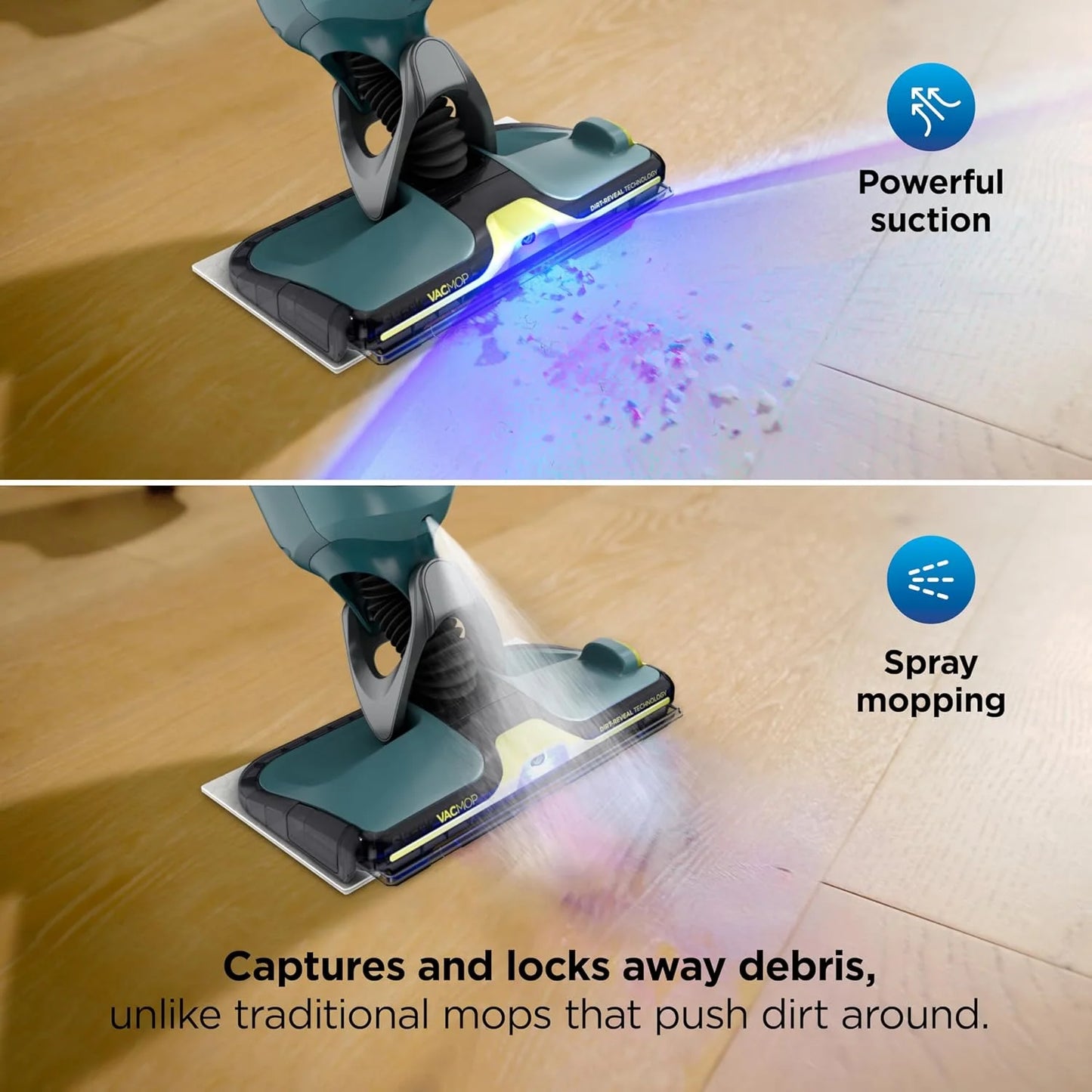 Shark VACMOP Reveal Cordless Vacuum & Spray Mop, Green, VM401