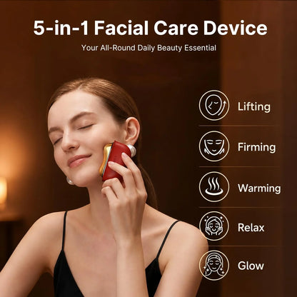 ZDEER GS5 Electric Heated Gua Sha Tool, Red Light Face Massager, Red