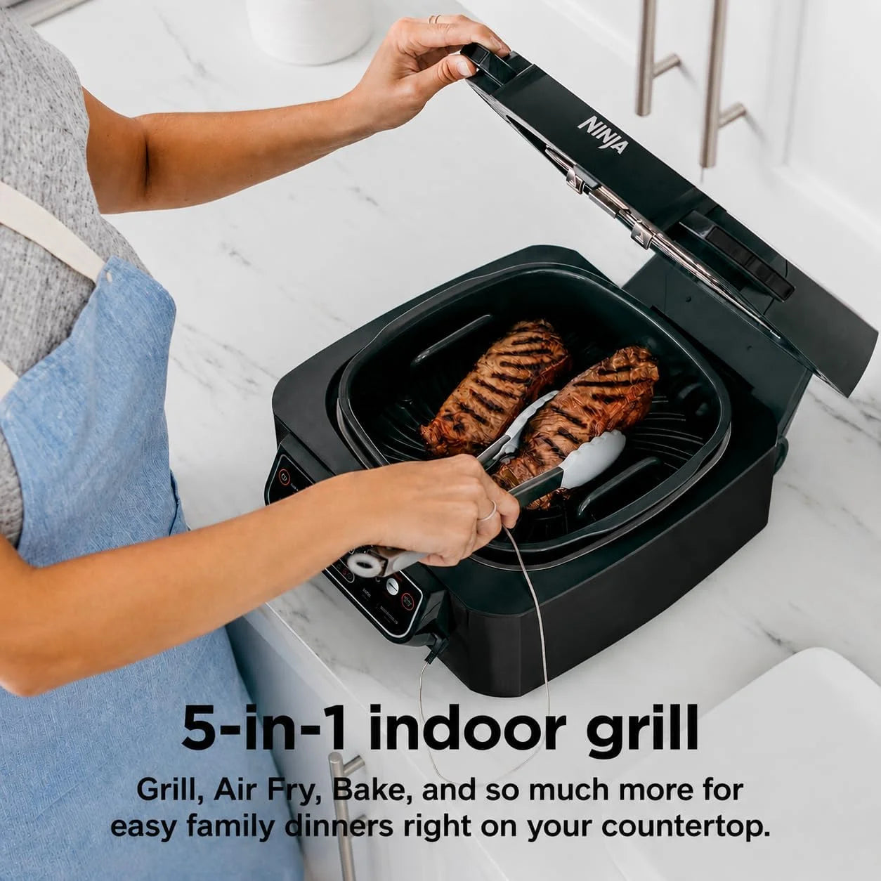 Ninja® Foodi® Smart 5-in-1 Indoor Grill & 4-qt Air Fryer, Black, LG451BK
