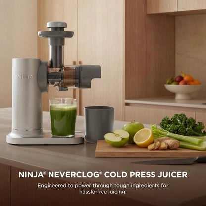 Ninja NeverClog Cold Press Juicer, 24oz Jug, 36oz Pulp, Silver, JC151SL