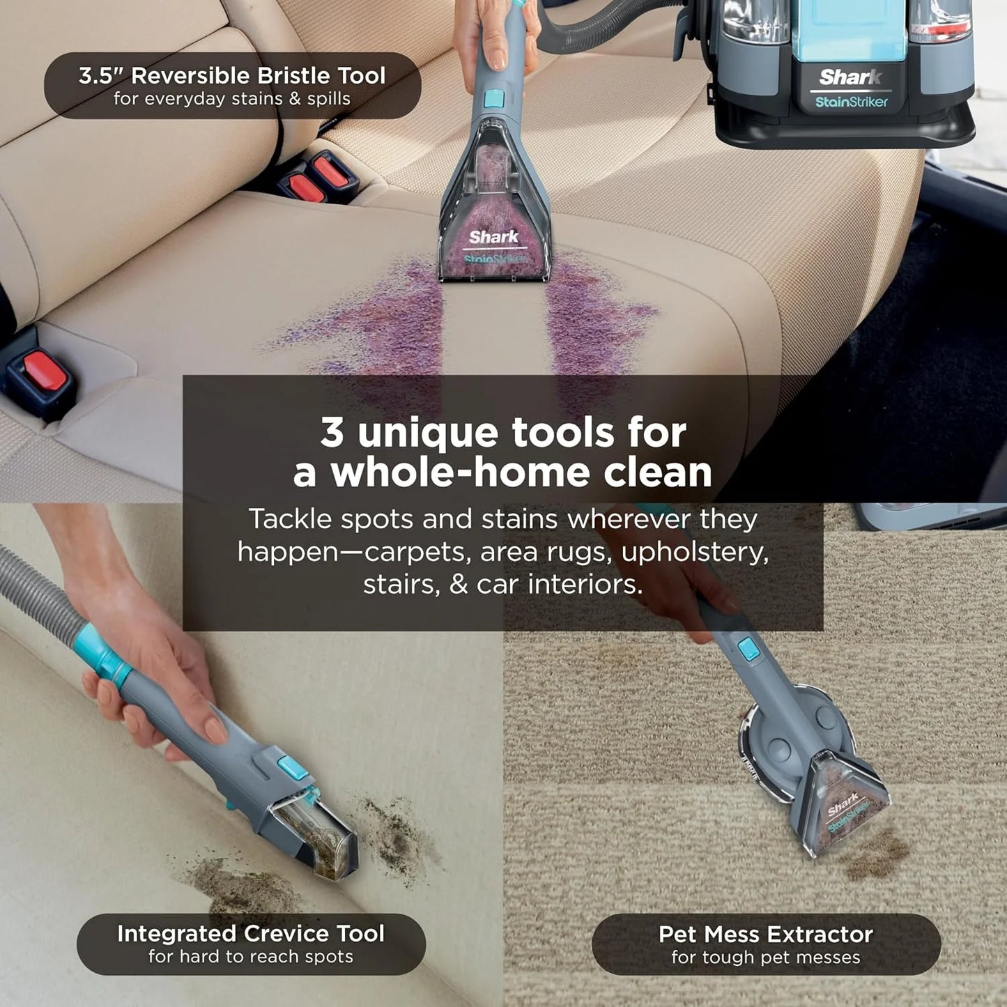 Shark StainStriker Portable Carpet/Upholstery Cleaner, 4 Tools, PX202BRN