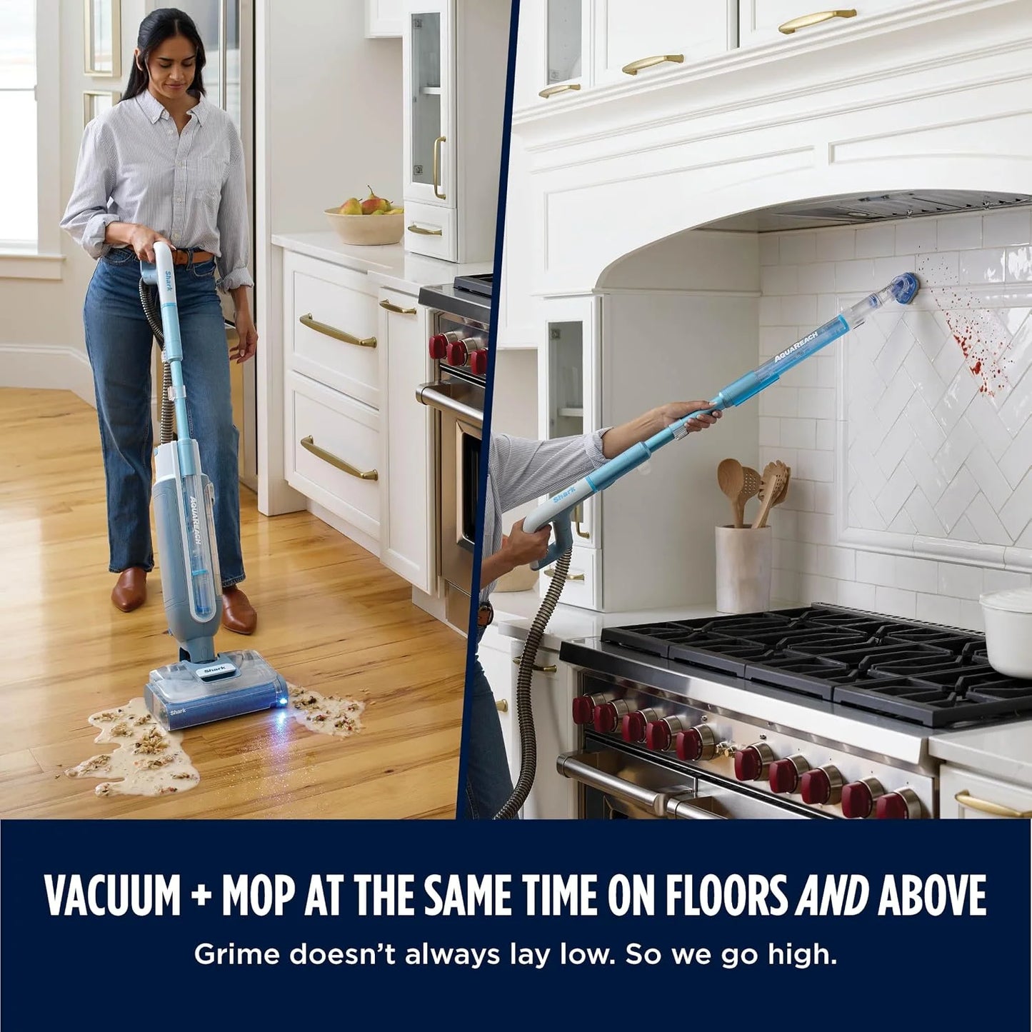 Shark AquaReach Hard Floor Vacuum & Mop with Extendable Wand, Blue, WD551