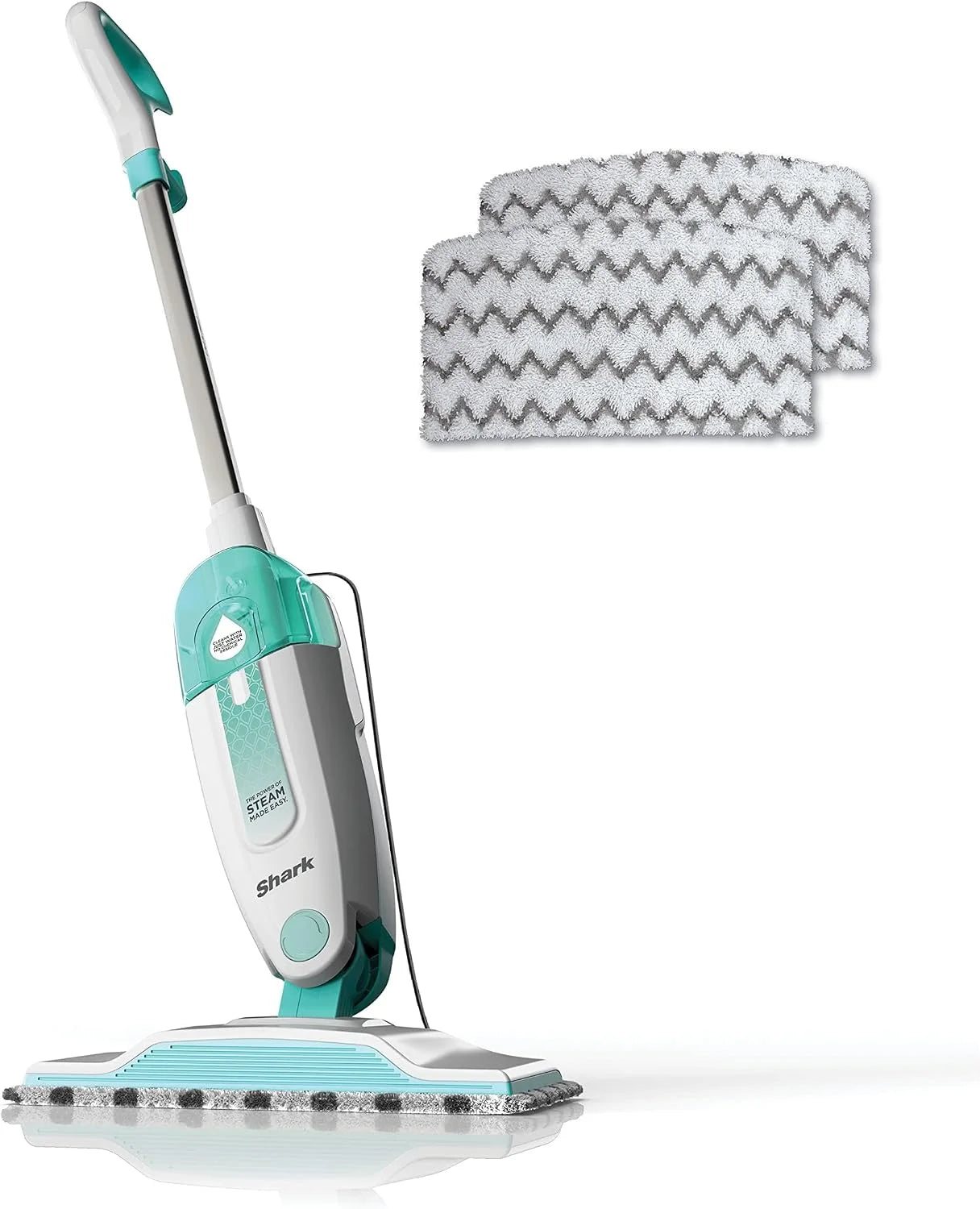 Shark Steam Mop for Sealed Hard Floors with 2 Dirt Grip Pads, White, S1000