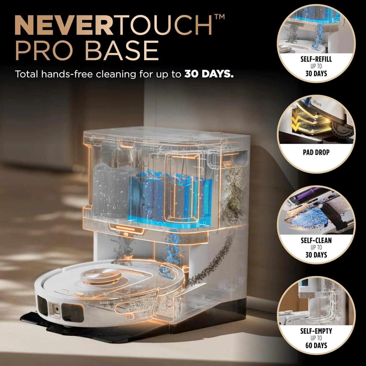 Shark PowerDetect NeverTouch Pro Robot Vacuum & Mop, White, AV2810ZEWH
