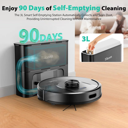 Tikom Robot Vacuum and Mop, Robotic Vacuum Cleaner with Self-Emptying Base