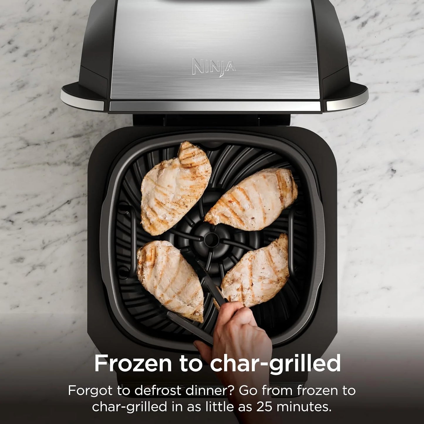 Ninja® Foodi® 6-in-1 Indoor Grill & Air Fryer, 500°F, Black/Silver, EG201
