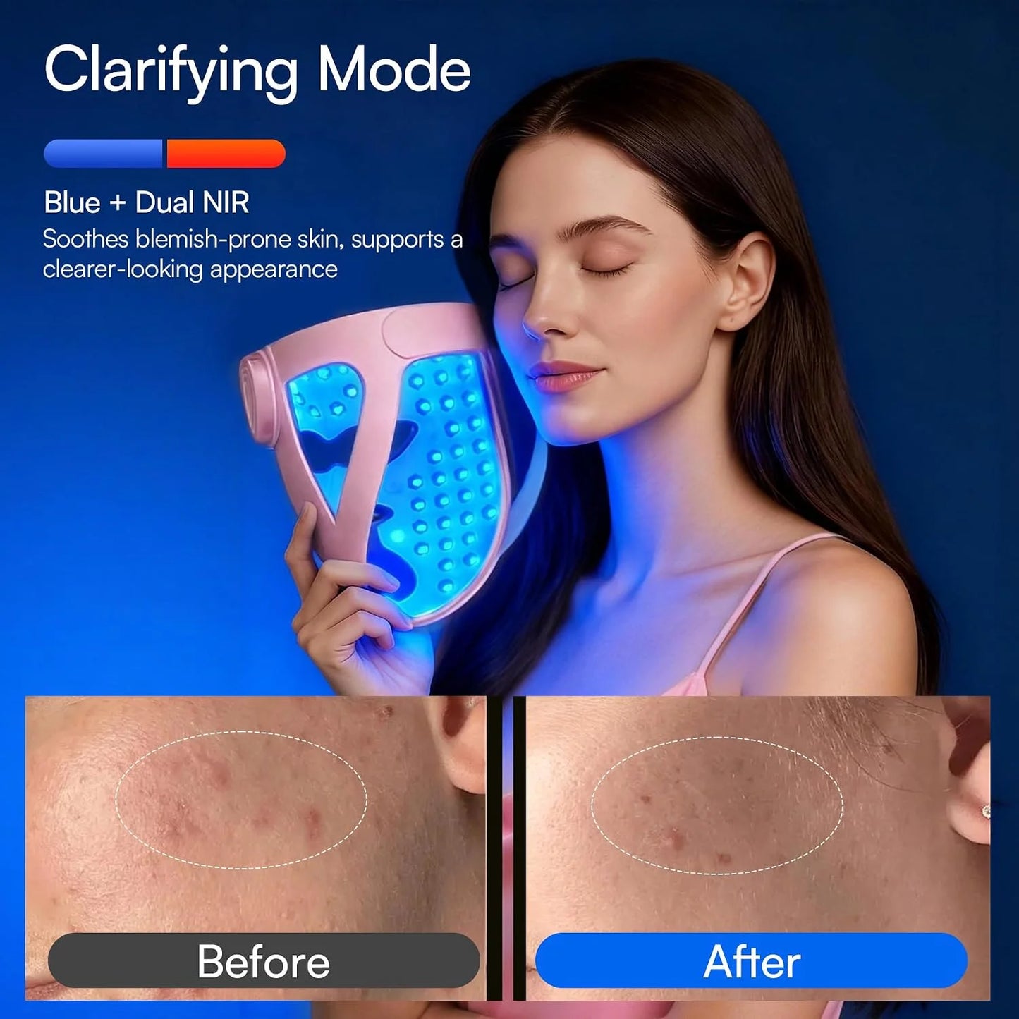 INIA GLOW 4D Wireless Red Light Therapy Mask for Face, Dual NIR, 320 LEDs