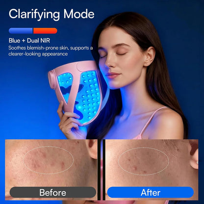 INIA GLOW 4D Wireless Red Light Therapy Mask for Face, Dual NIR, 320 LEDs