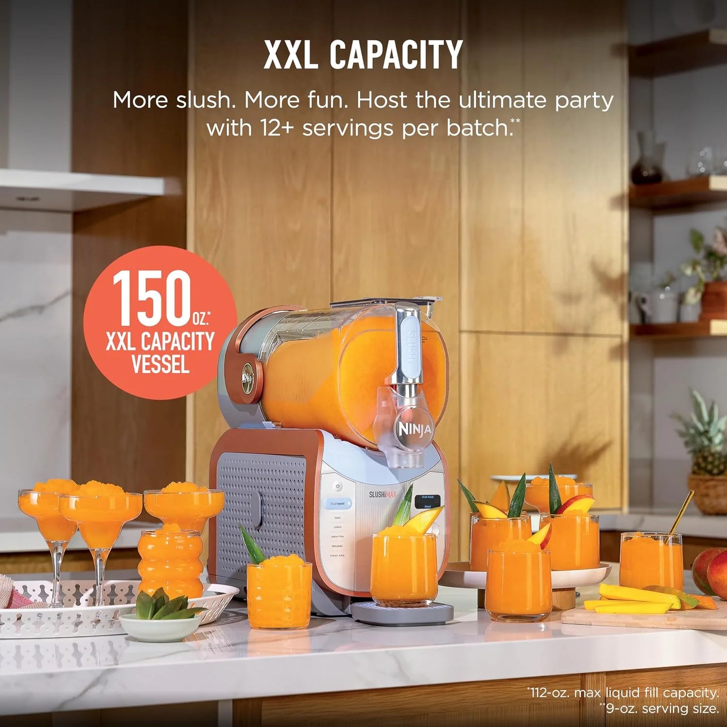 Ninja SLUSHi MAX Smart Frozen Drink Maker, 12+ Servings, Peach, FS605