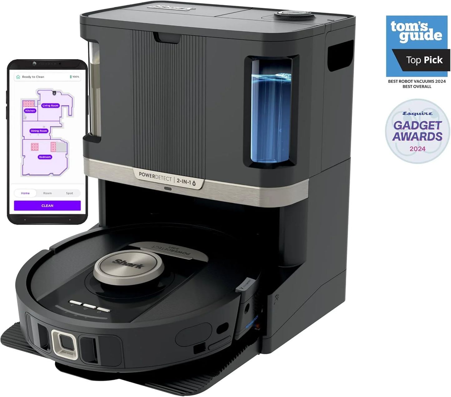 Shark PowerDetect NeverTouch Pro Robot Vacuum & Mop, Black,RV2820ZE