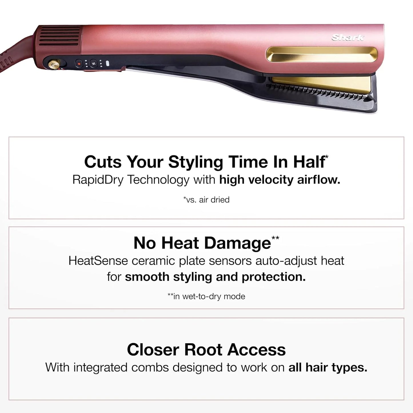 Shark SilkiPro Air Straightener & Blow Dryer, Flat Iron, Turquoise, HT400BL