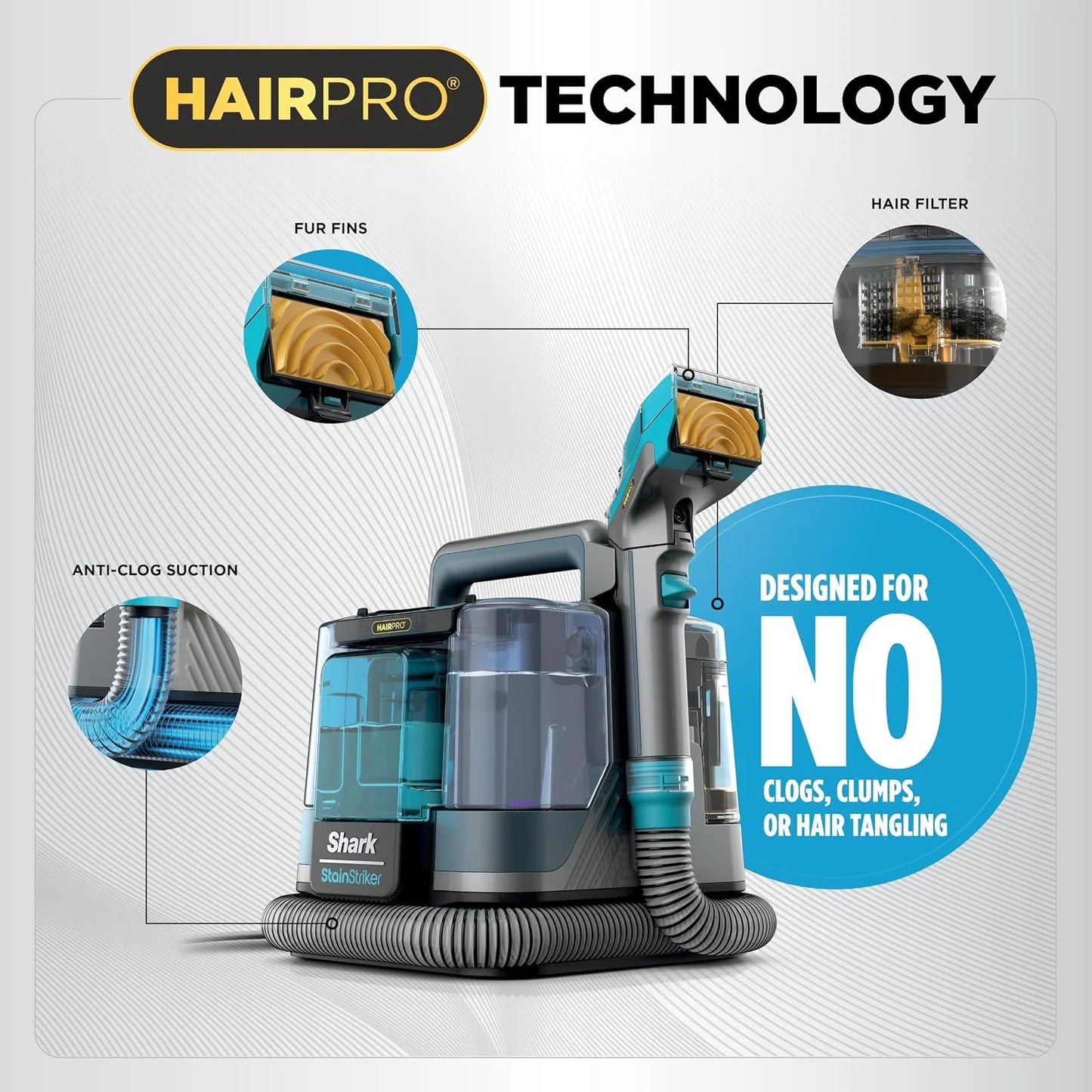 Shark StainStriker HairPro Portable Stain Cleaner, 3 Tools, PX253BRN