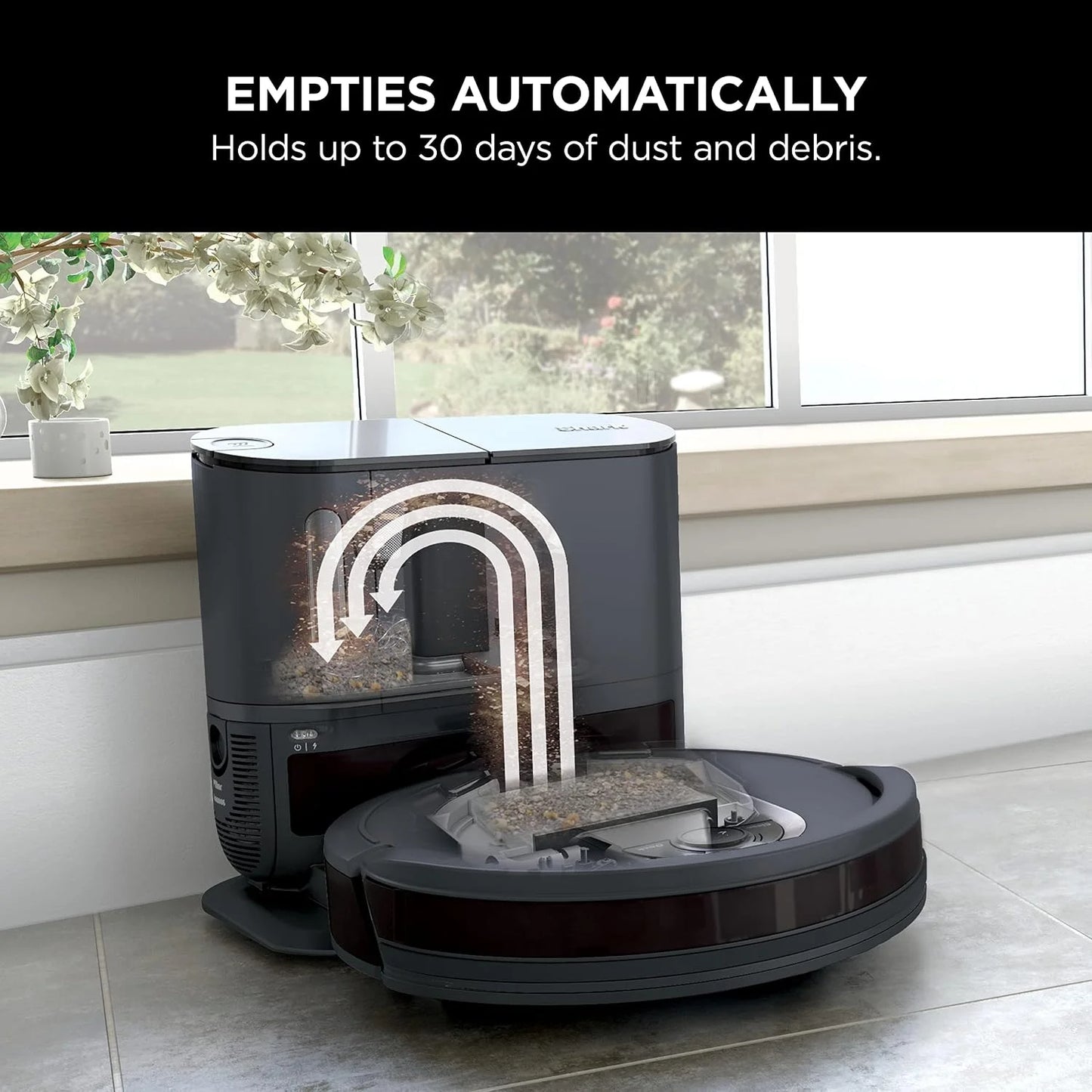 Shark EZ Robot Vacuum, Self-Empty Base, Dark Gray,RV912S