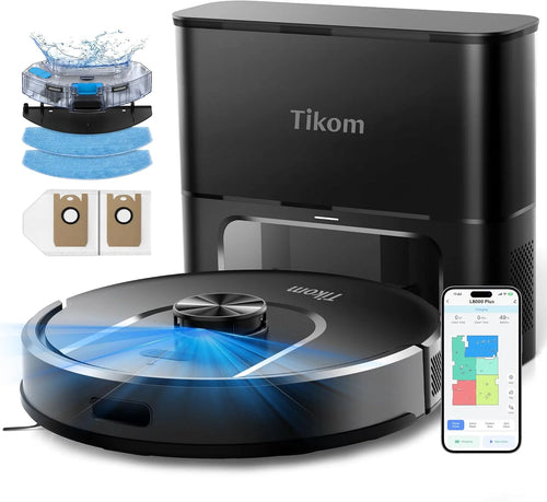 Tikom Robot Vacuum and Mop, Robotic Vacuum Cleaner with Self-Emptying Base