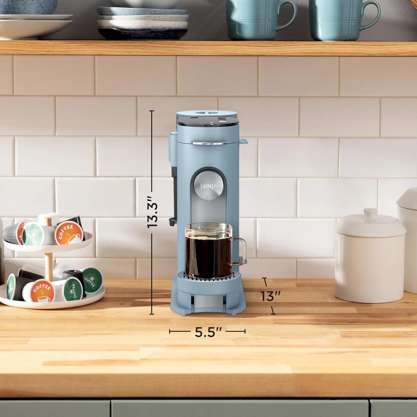 Ninja Pod & Grounds XL Coffee Maker, K-Cup Compatible, Denim Blue, PB055ABL