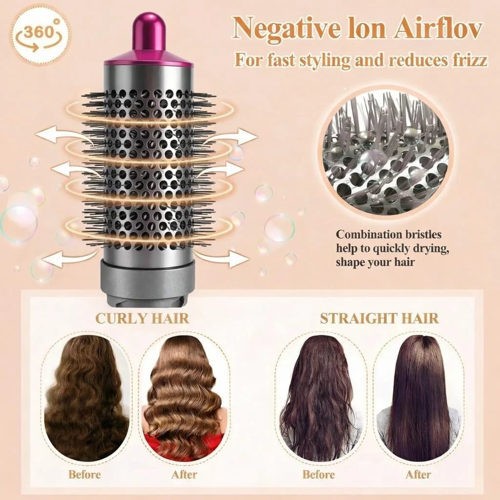 Round Brush Attachment for Shark FlexStyle Accessories, FlexStyle HD430/HD440 Series with 360° Airflow, Secure Fit No Slip Blow Dryer Attachment,for Straight, Wavy, Curly, and Coily Hair