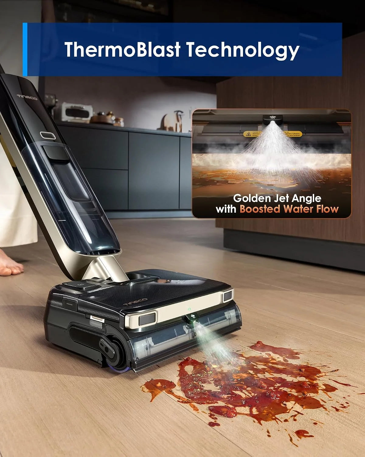 Tineco Floor ONE S9 Master Wet Dry Vacuum Cleaner, StreakFree Scraper, ThermoBlast Tech, Hot Water Mopping, 3.9inch Ultra-Slim Body, 23kPa Suction, Flashdry Self-Cleaning System