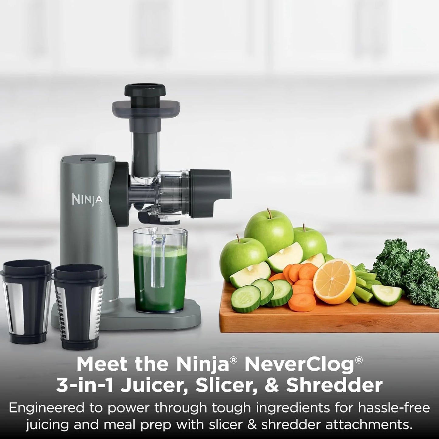 Ninja NeverClog 3-in-1 Juicer, Slicer & Shredder, 32oz Vessel, JC152