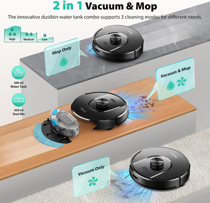 Tikom Robot Vacuum and Mop, Robotic Vacuum Cleaner with Self-Emptying Base