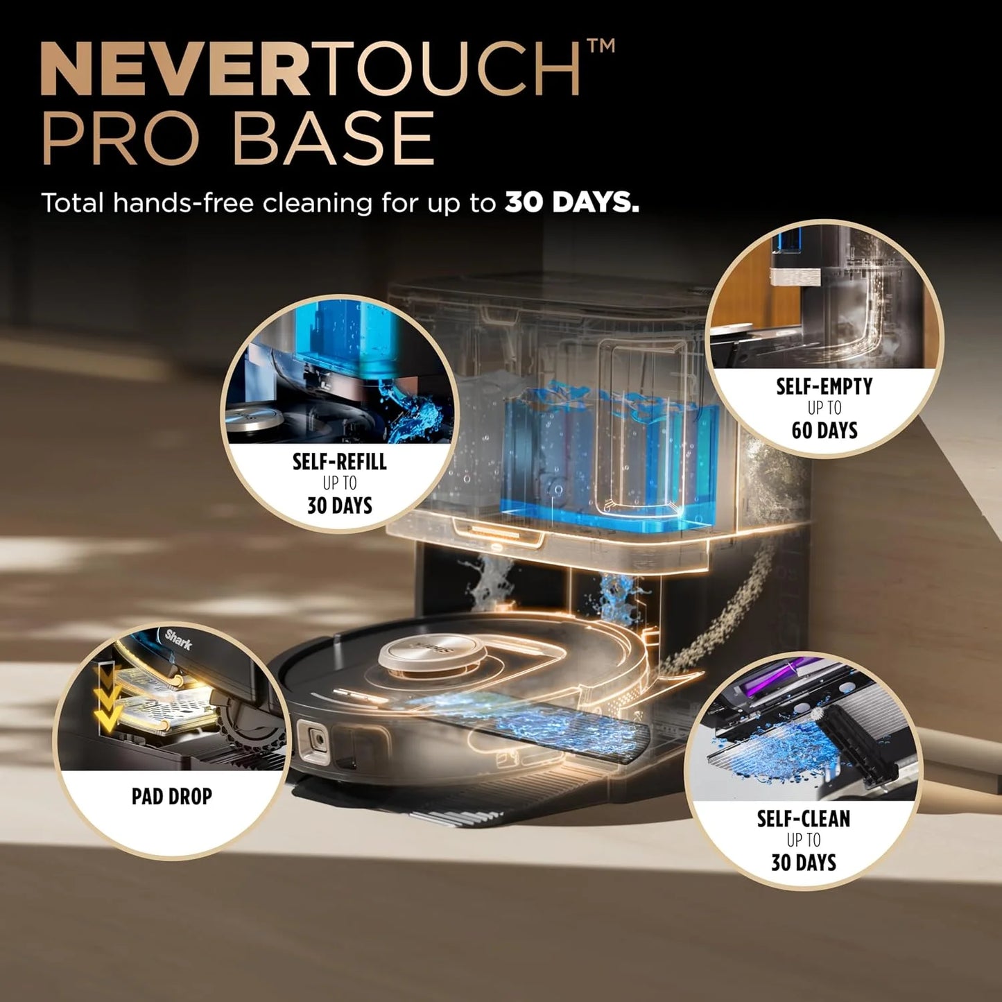 Shark PowerDetect NeverTouch Pro Robot Vacuum & Mop, Black,RV2820ZE