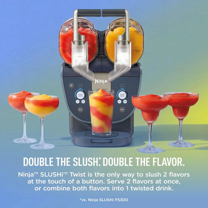 Ninja SLUSHi Twist Smart Frozen Drink Maker with Dual SlushAssist, FS701BL