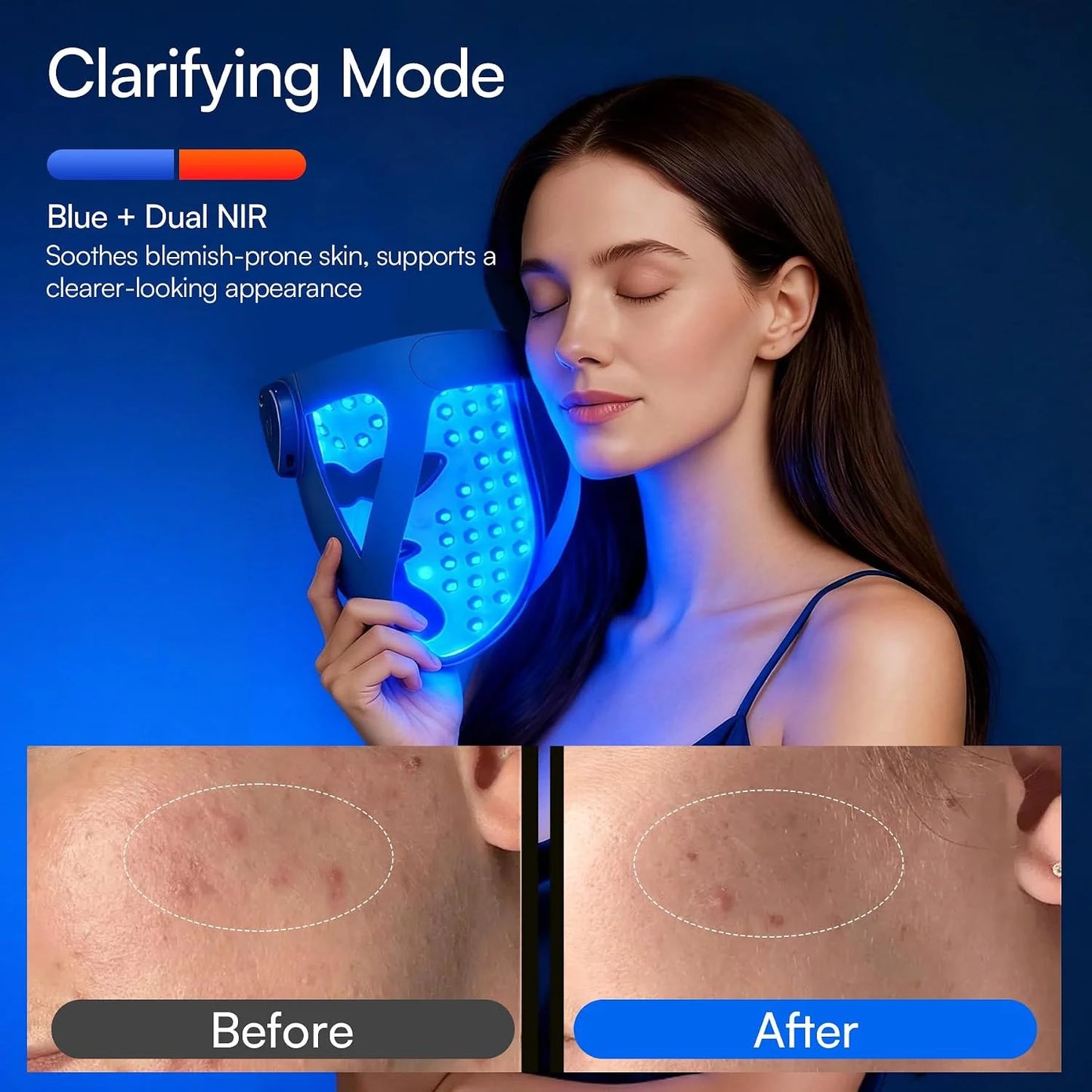 INIA GLOW 4D Wireless Red Light Therapy Mask for Face, Dual NIR, 320 LEDs