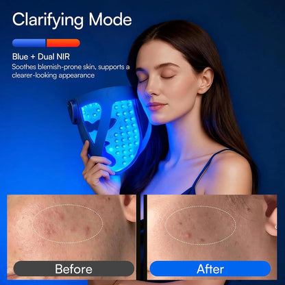 INIA GLOW 4D Wireless Red Light Therapy Mask for Face, Dual NIR, 320 LEDs