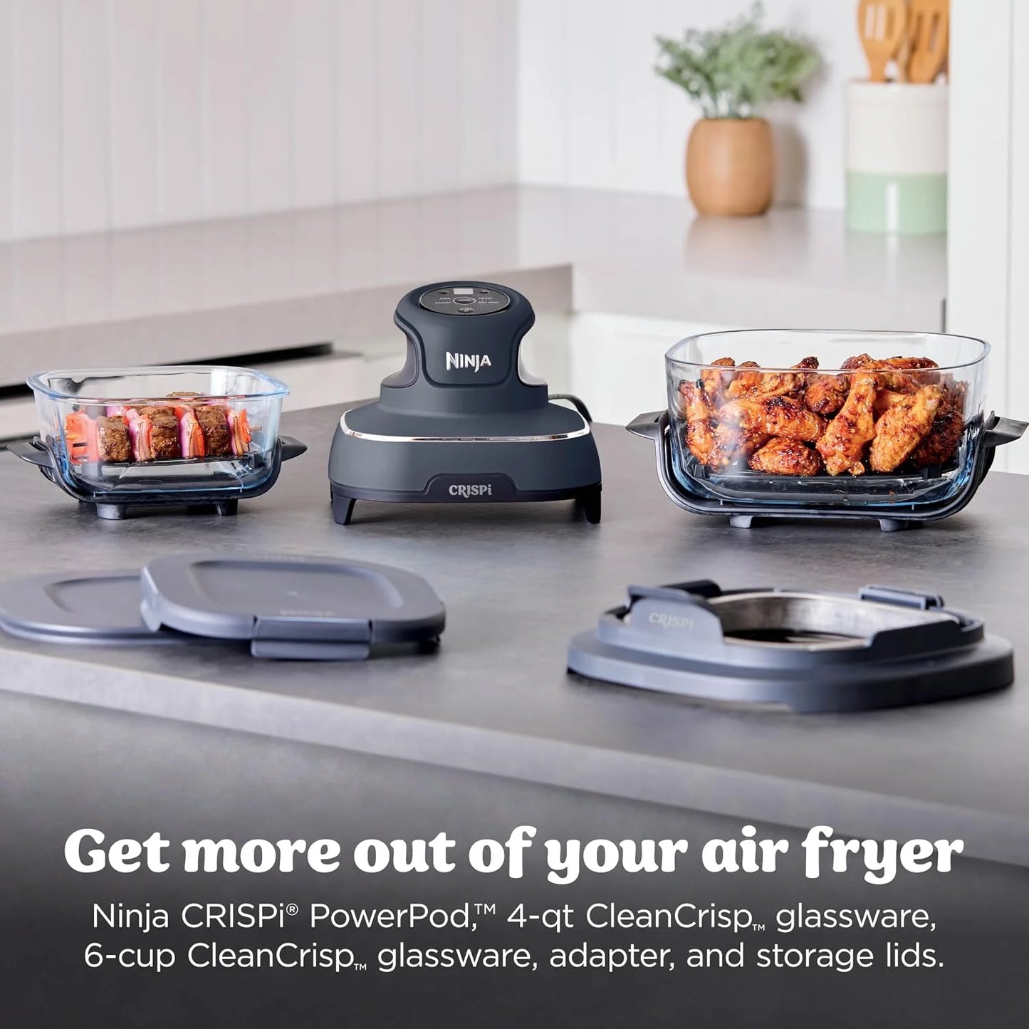 Ninja Crispi Glass Air Fryer, 4-in-1, Grey, FN101GY