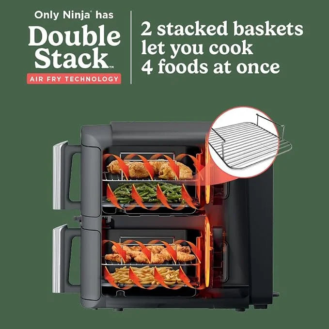 Ninja DoubleStack XL Smart Air Fryer, 10 Qt, 6-in-1, Grey, SL451