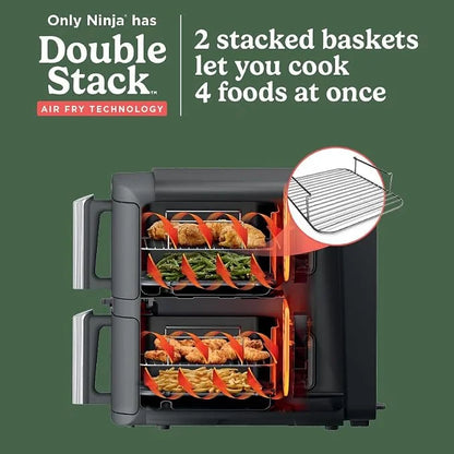 Ninja DoubleStack XL Smart Air Fryer, 10 Qt, 6-in-1, Grey, SL451