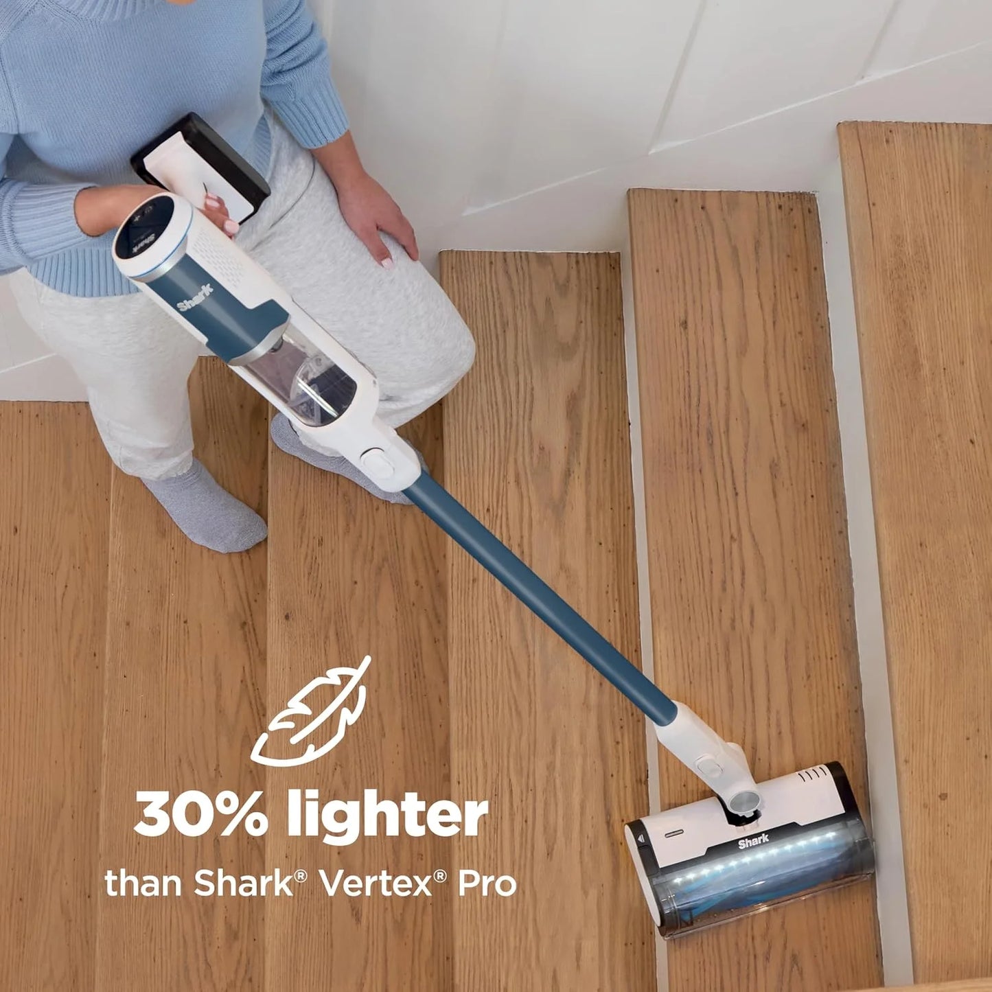 Shark Clean & Empty Cordless Stick Vacuum, White & Blue, BU3523