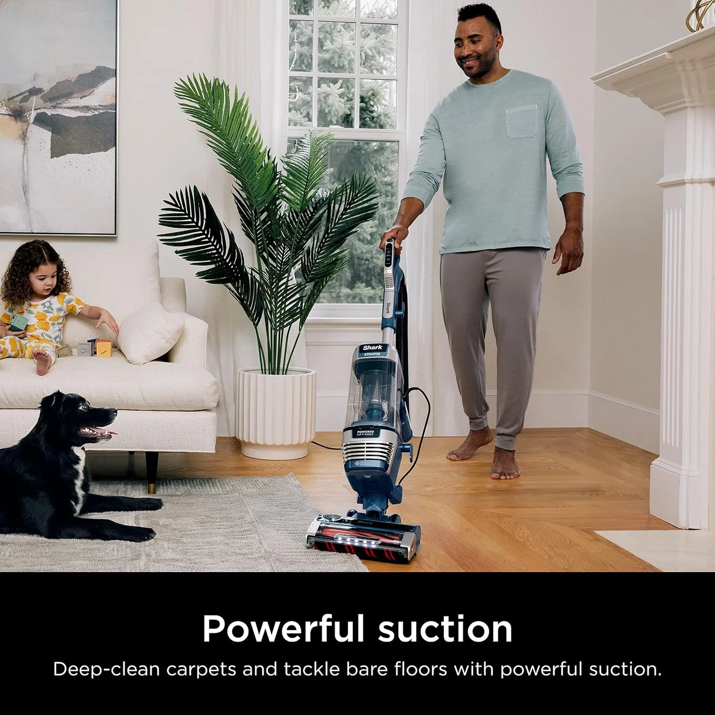Shark Stratos Vacuum, DuoClean PowerFins HairPro, Lift-Away, Navy, AZ3002