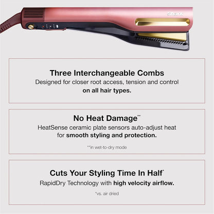 Shark SilkiPro Air Straightener & Blow Dryer, Flat Iron, Rose, HT400PK