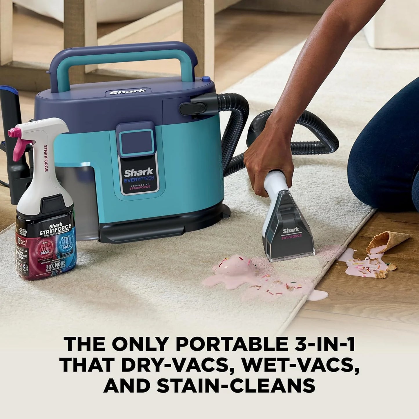 Shark EveryMess 3-in-1 Wet/Dry Vac & Stain Eliminator, 3 Tools VX102BRN