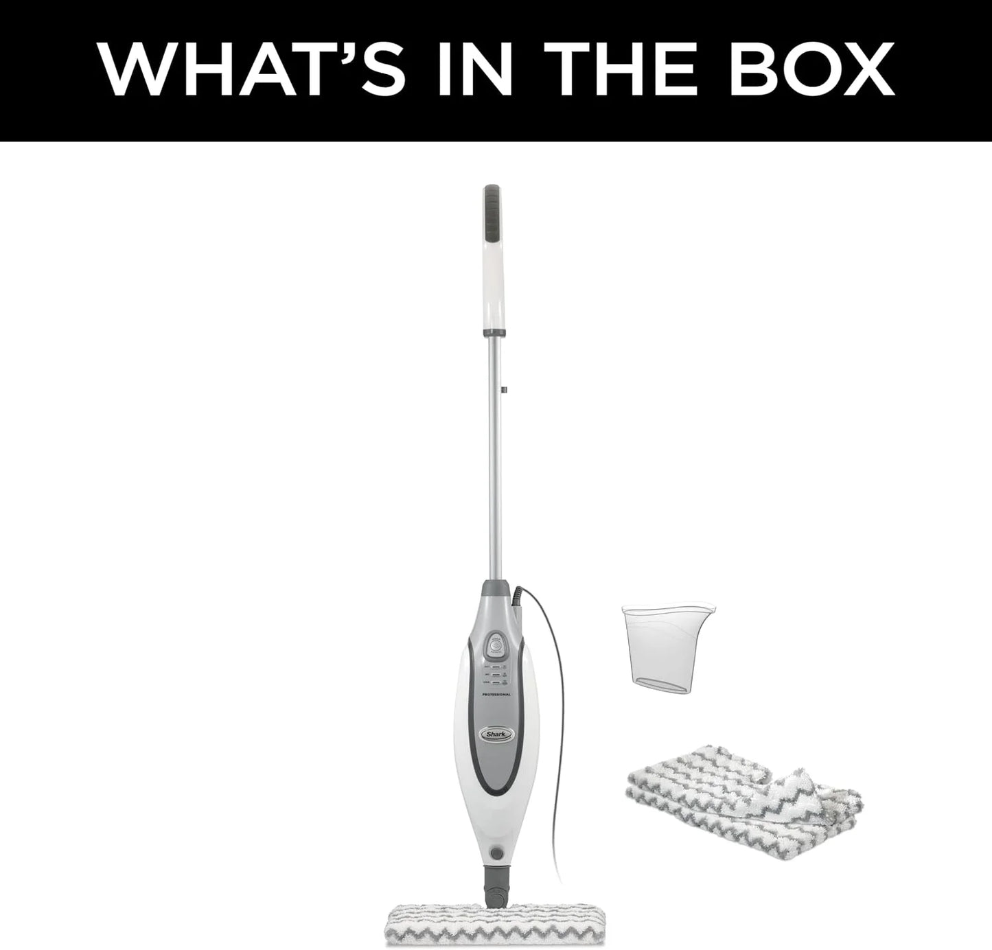 Shark Professional Steam Pocket Mop with 2 Double-sided Pads, White, S3601