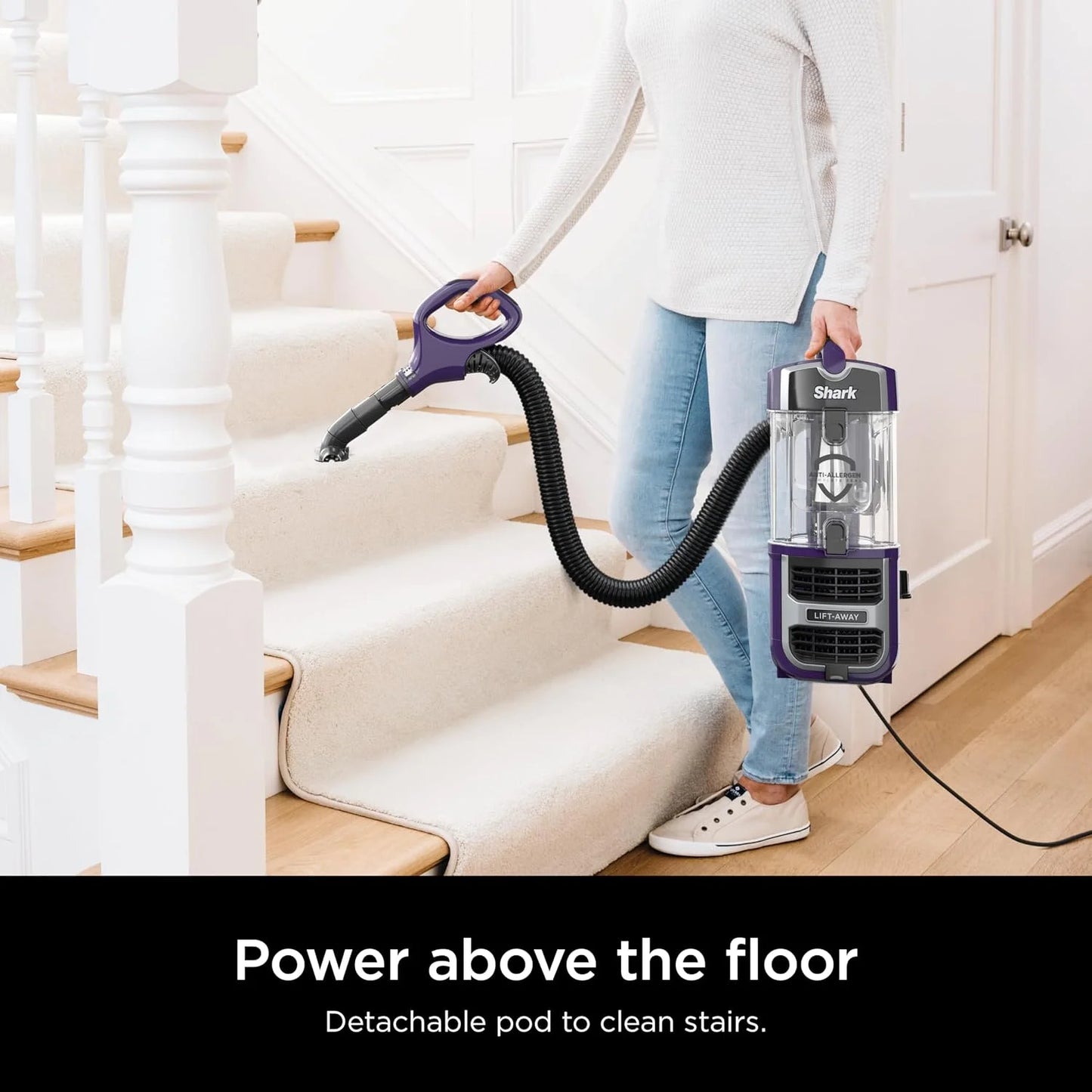 Shark Lift-Away Upright Vacuum, PowerFins, No Hair Wrap, Eggplant, ZD201
