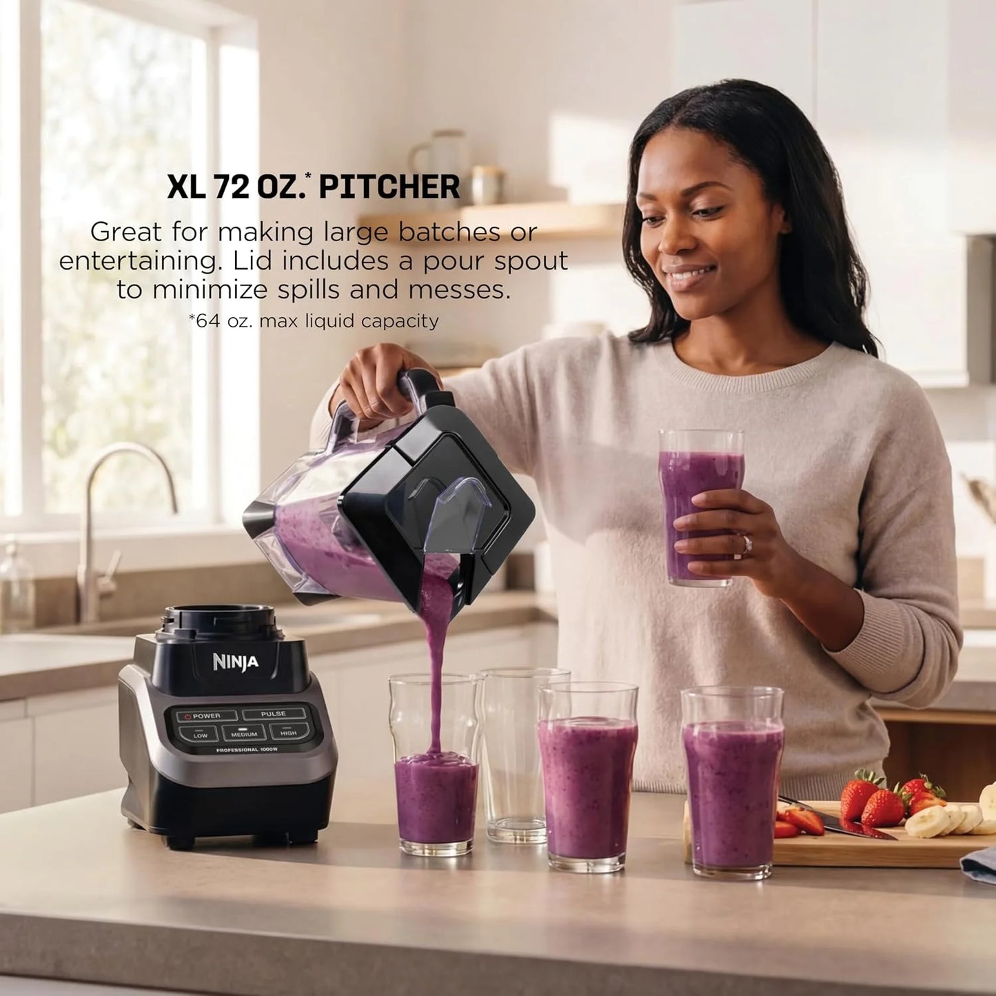 Ninja Professional Blender, 1000W, Total Crushing Tech, 72oz Pitcher, BL610