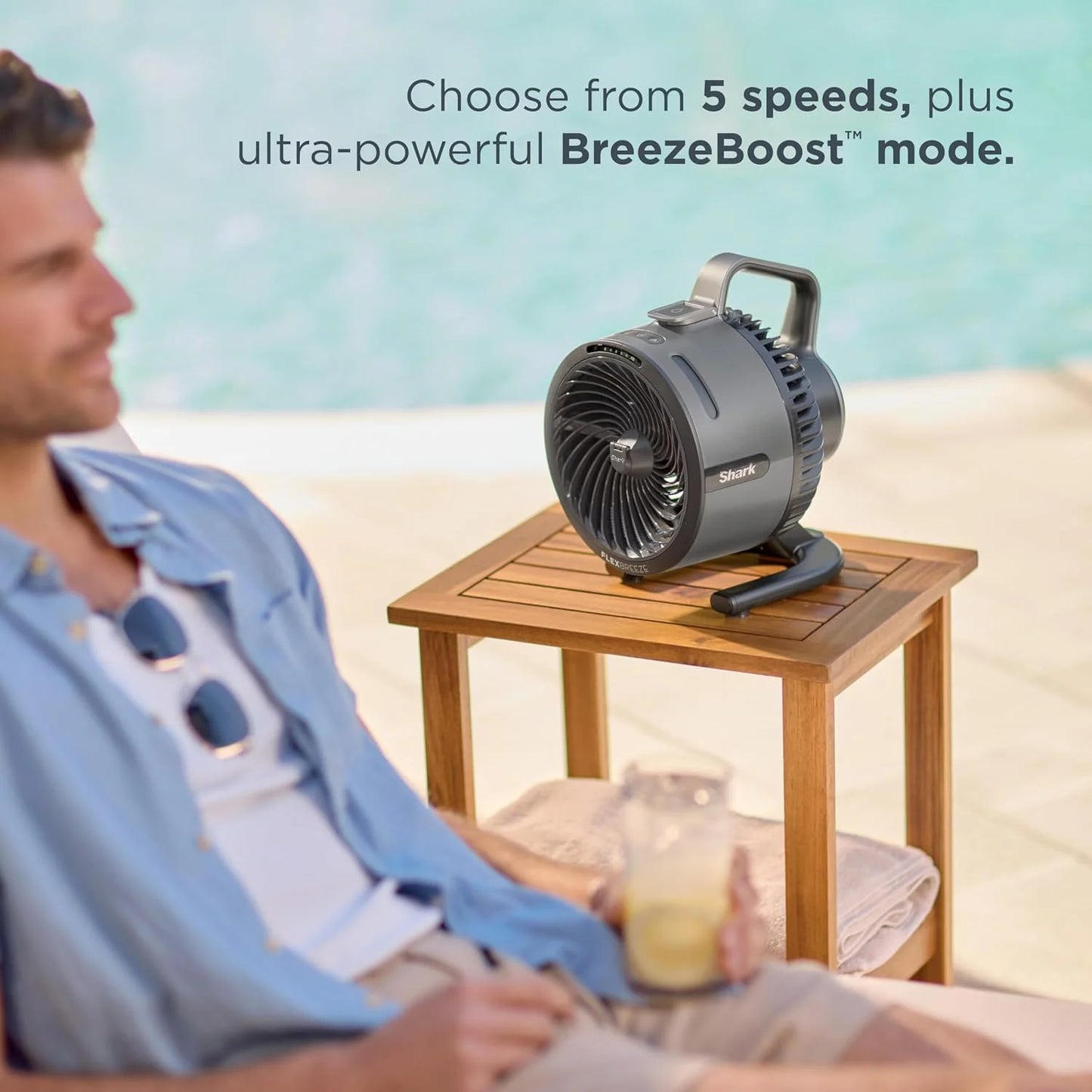 Shark FlexBreeze HydroGo Pro Portable Misting Fan, Sky, FA056BL
