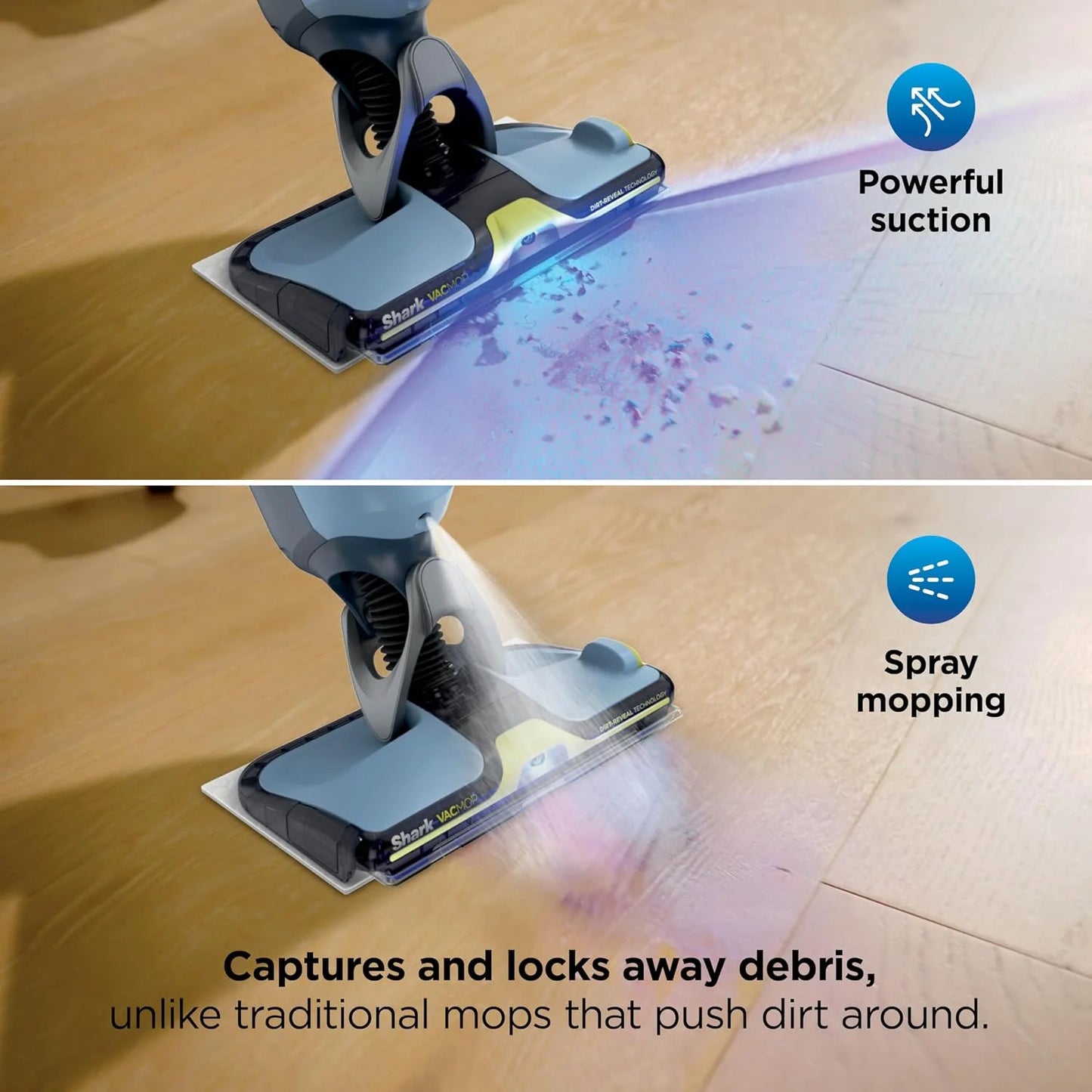Shark VACMOP Reveal Cordless Vacuum & Spray Mop, Blue, VM401BL