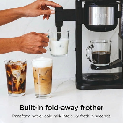Ninja Coffee Maker, 10-Cup Carafe, Fold-Away Frother, Black, CM401