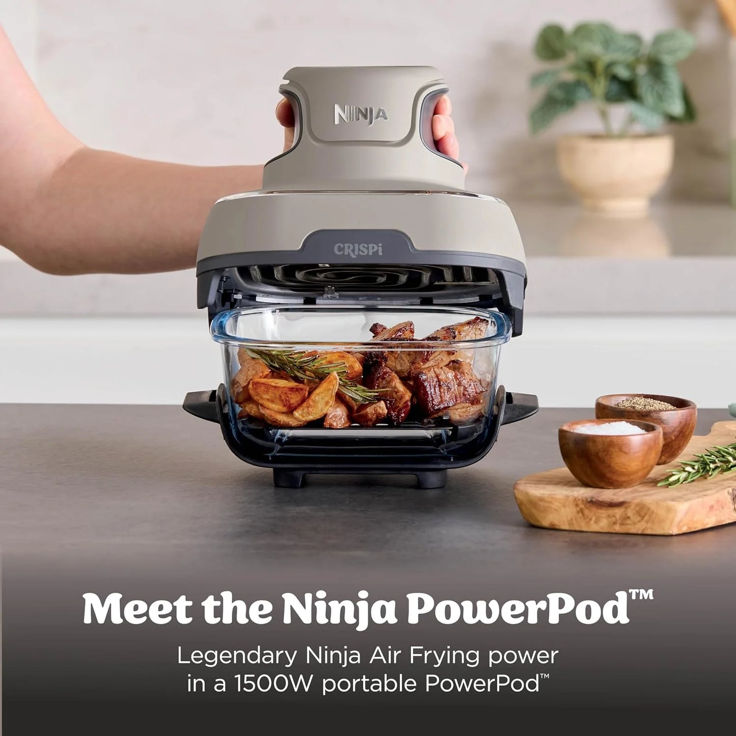 Ninja Crispi Glass Air Fryer, 4-in-1, Stone, FN101ST