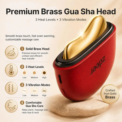 ZDEER GS5 Electric Heated Gua Sha Tool, Red Light Face Massager, Red