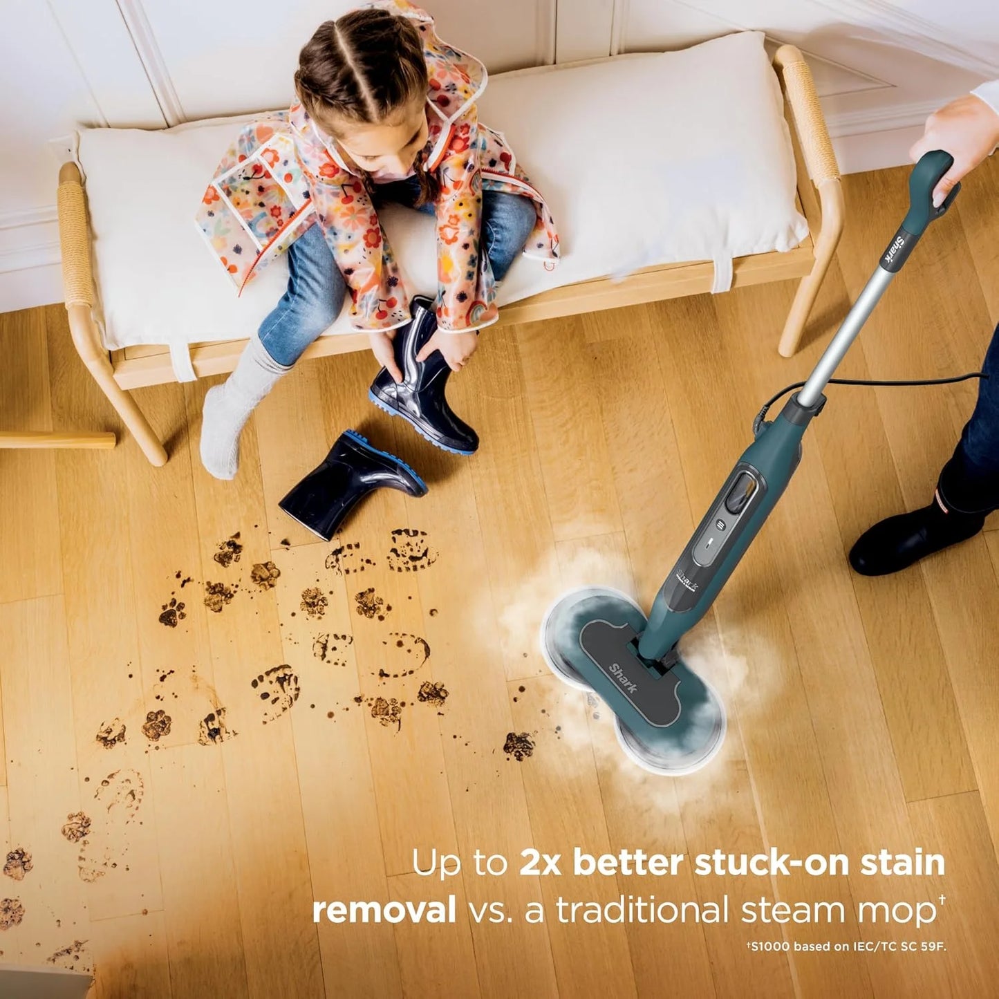 Shark Steam & Scrub Hard Floor Steam Mop, Teal, S8002BRN